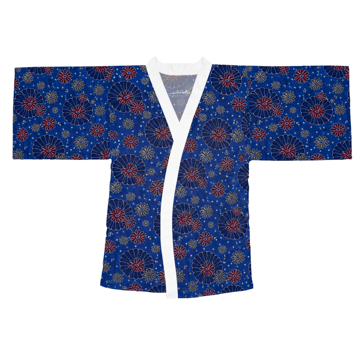 Maroon Daisies On Blue Robe