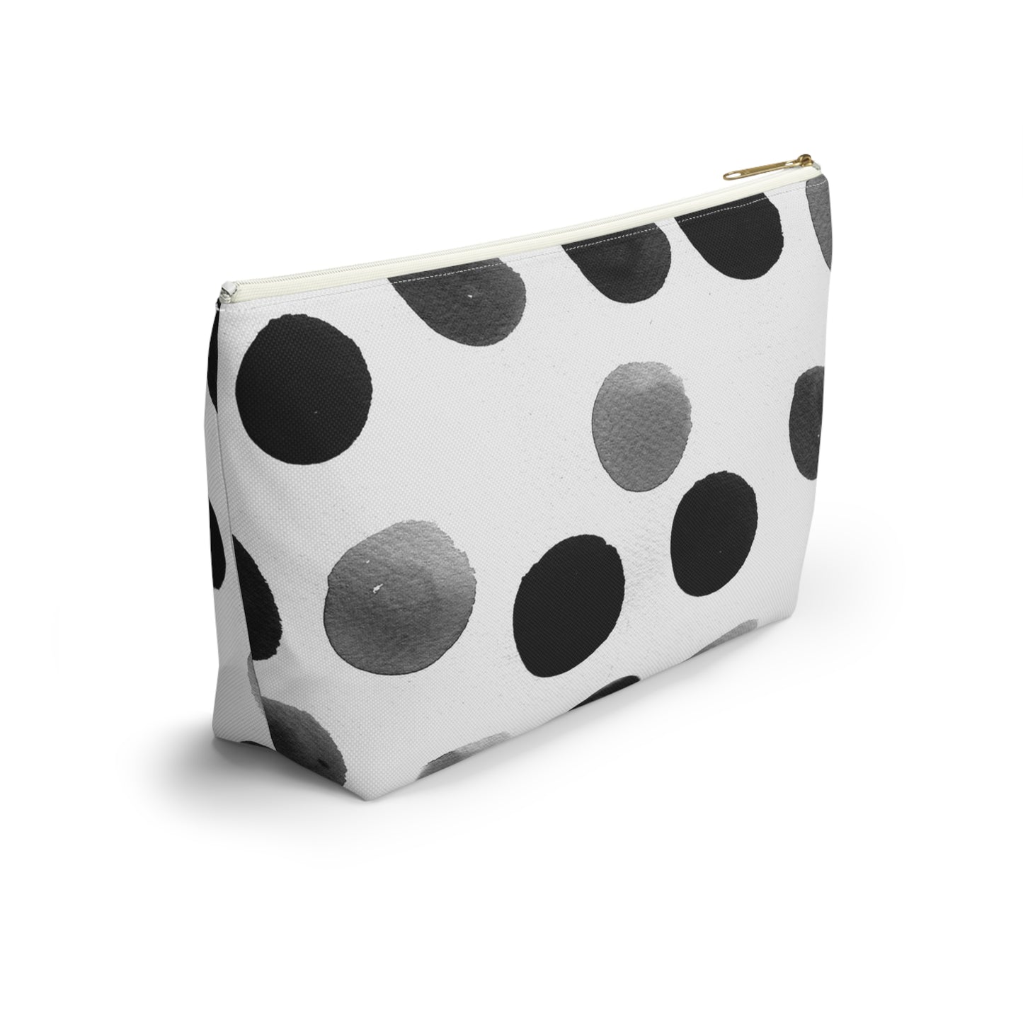 Charcoal Polka Dot Accessory Pouch w T-bottom