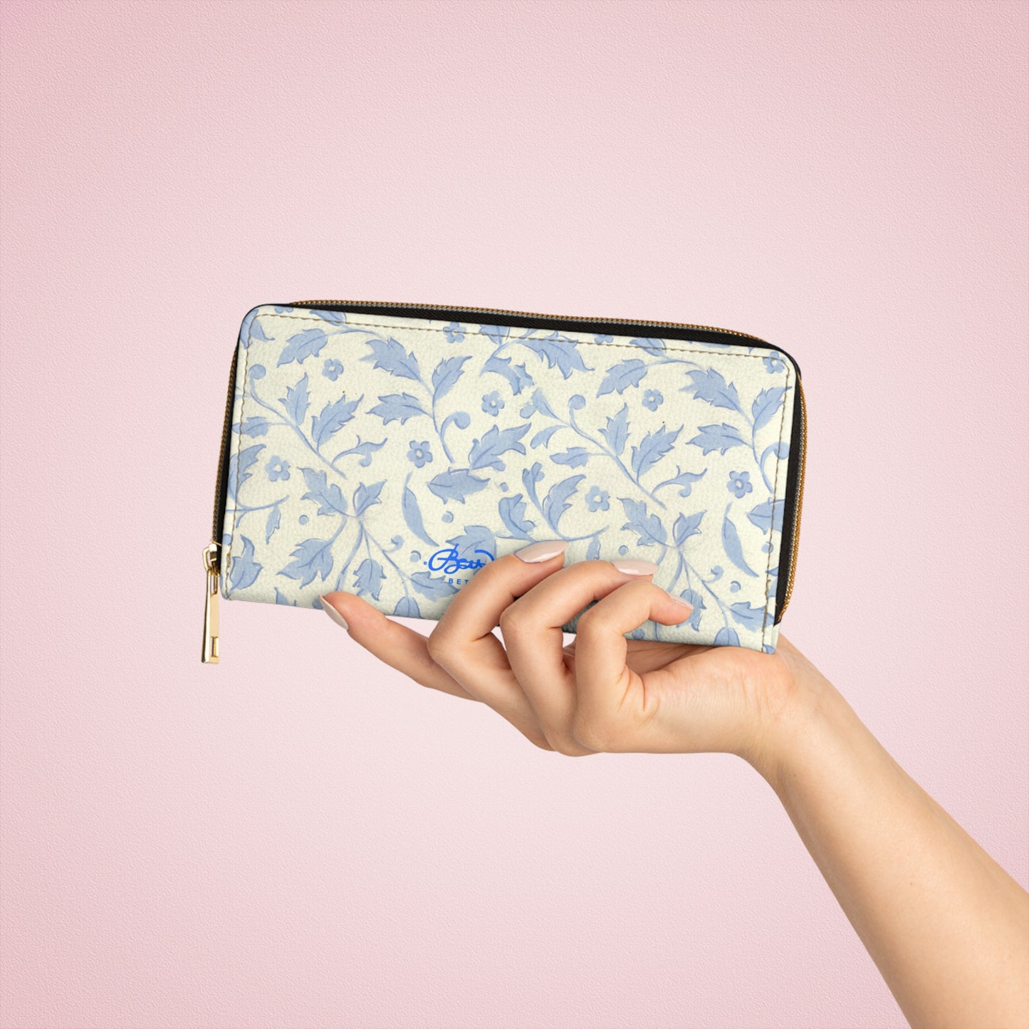 Chinoise Blue Floral Zipper Wallet