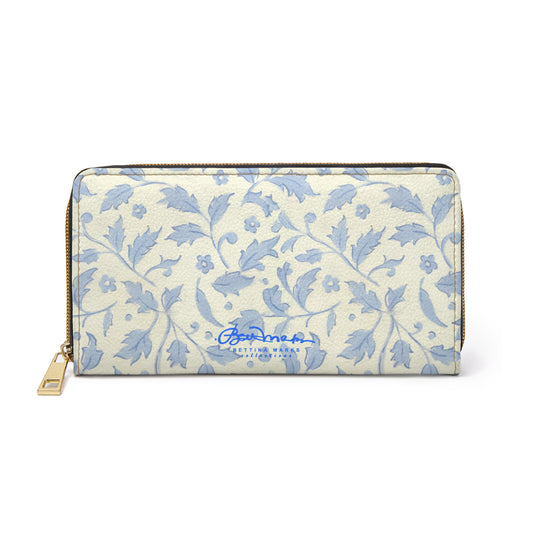 Chinoise Blue Floral Zipper Wallet