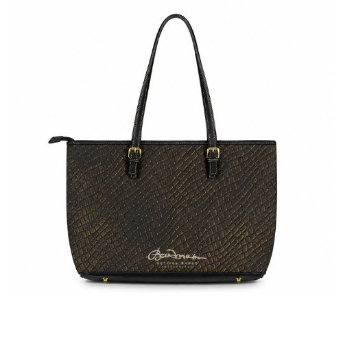 Bronze Crocodile Large Leather Tote Bag