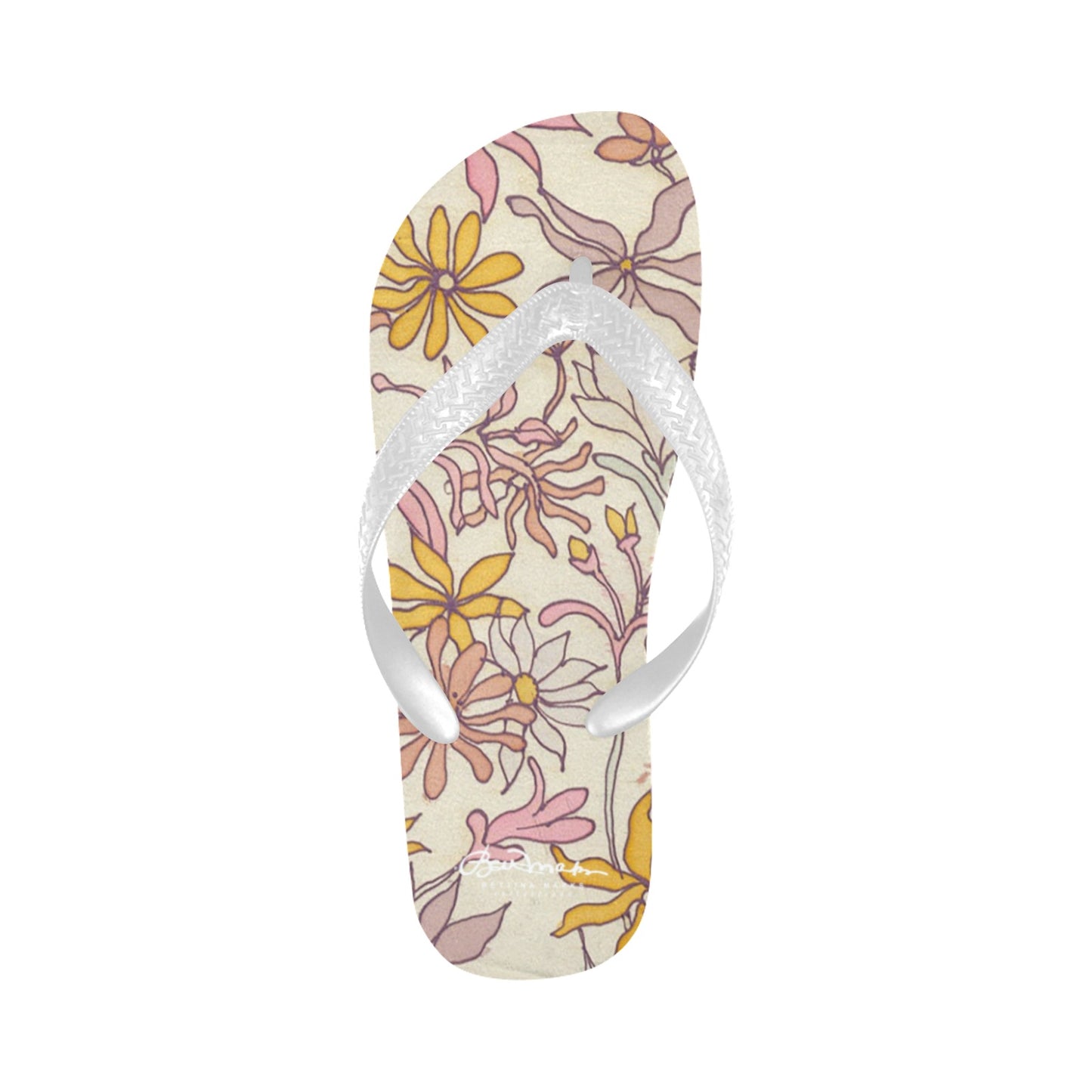 Vintage Pastel Floral Flip Flops for Men/Women (Model 040)
