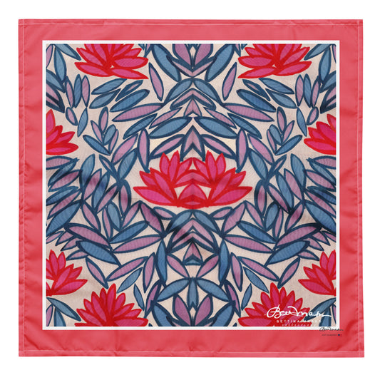 Pink Lotus Flowers Head Scarf Bandana