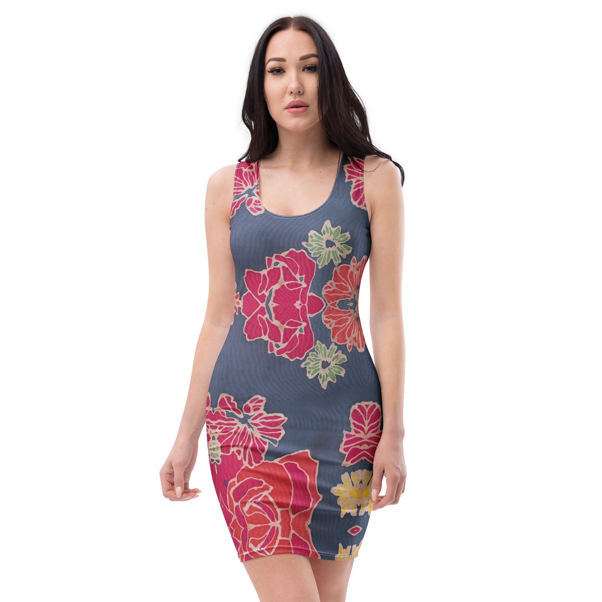 Floral Denim Fitted Tank Dress Bettina Marks Collections Floral Denim Fitted Tank Dress Bettina Marks Collections