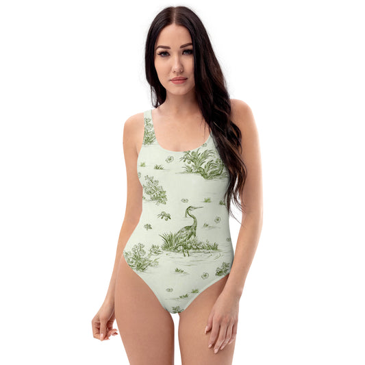 Toiles de Jouy tree Hugging Forest Green One-Piece Swimsuit