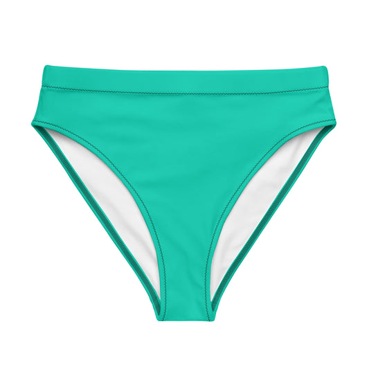 Aegean Blue Recycled high-waisted bikini bathing suit bottom