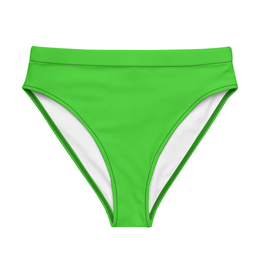 Bright Green Recycled high-waisted bikini bathing suit bottom