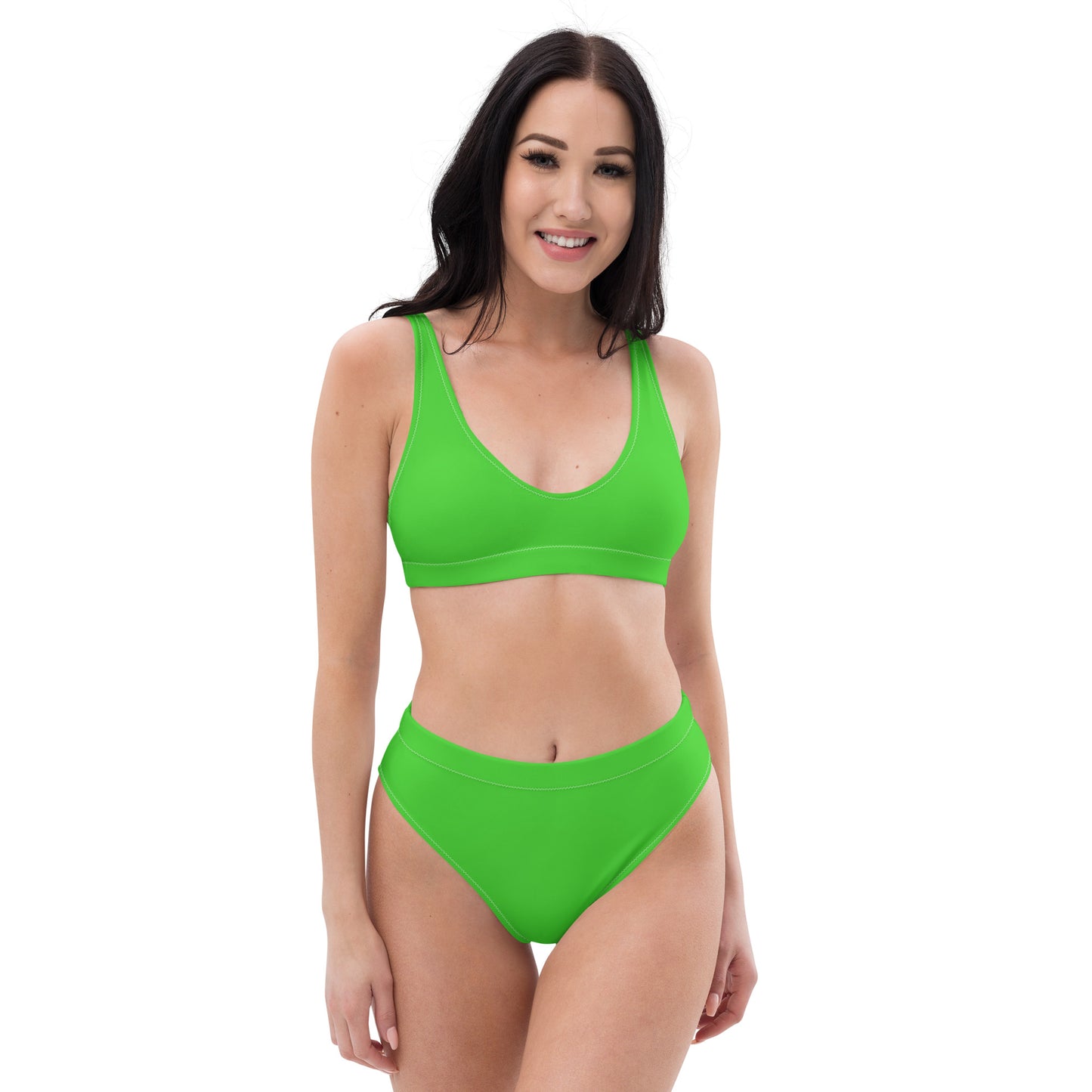 Bright Green Recycled high-waisted bikini