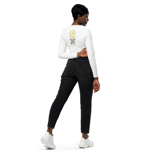 Black Recycled B long-sleeve crop top