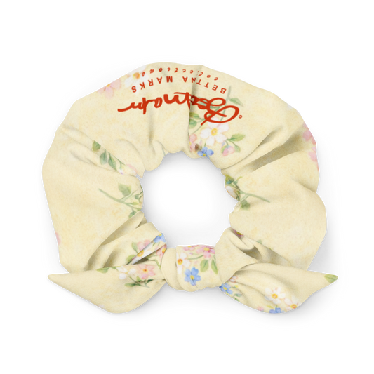Yellow & Pink Pastel Floral Recycled Scrunchie