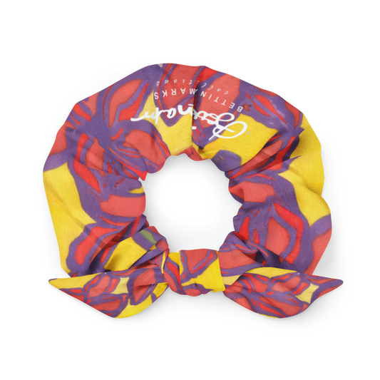 Blue & Orange Floral Recycled Scrunchie