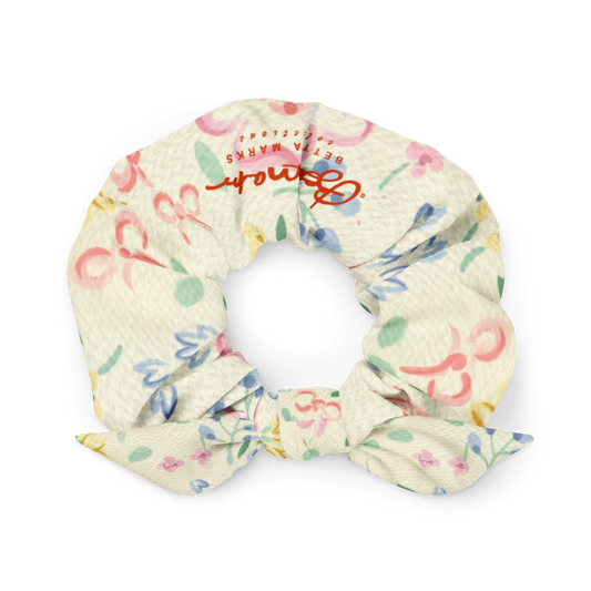 Yellow & Pink Pastel Floral Recycled Scrunchie
