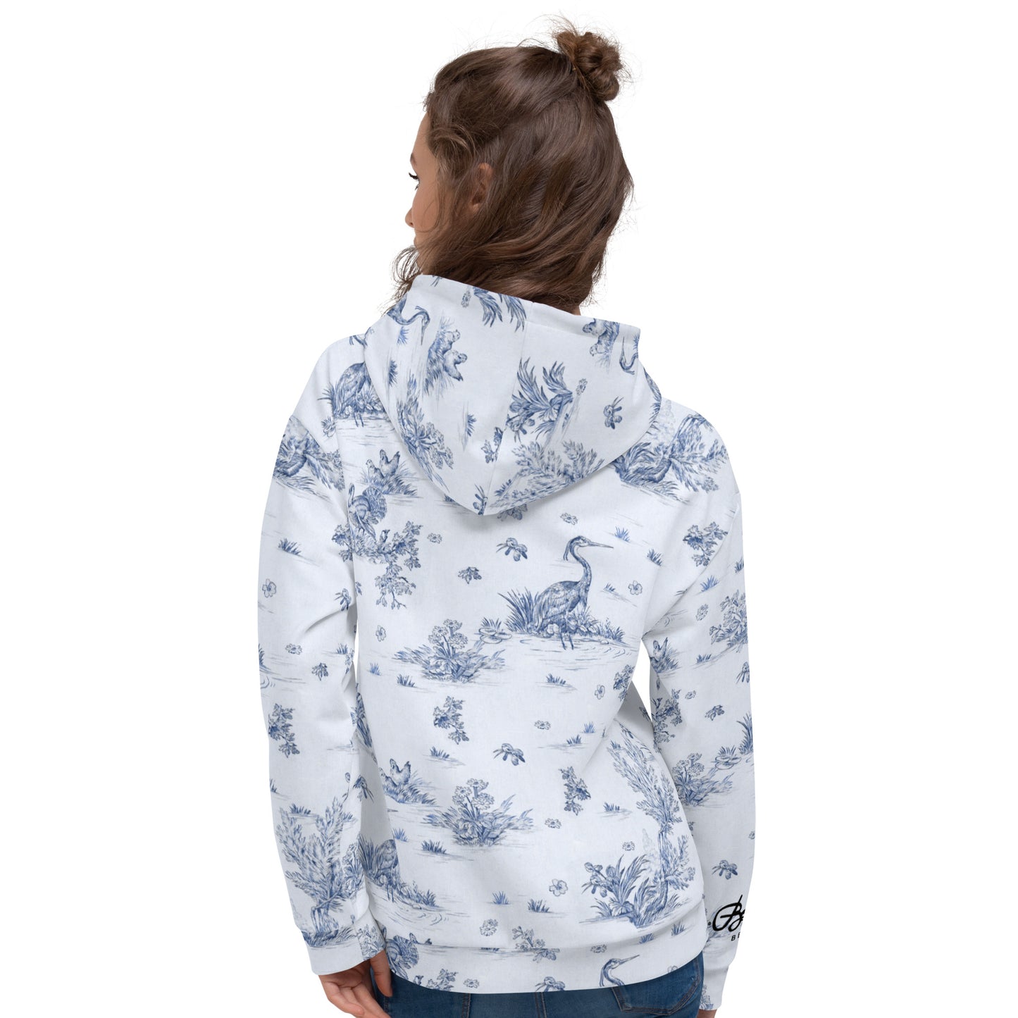 Recycled Unisex Hoodie - Toiles de Jouy Harmony Blue - Women