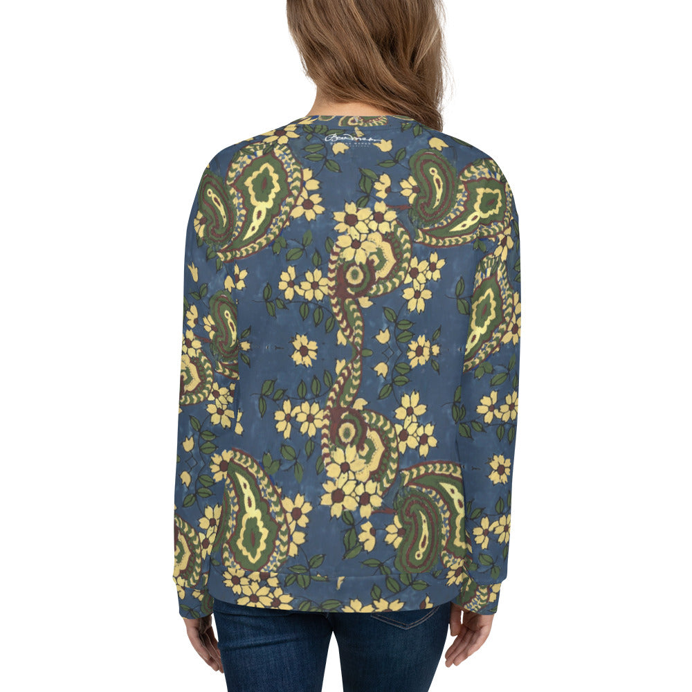 Recycled Unisex Sweatshirt - Vintage Blue Paisley - Women