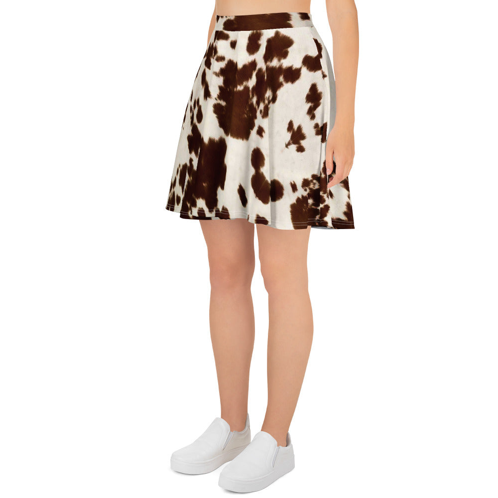 Brown Pony Skin Skater Skirt