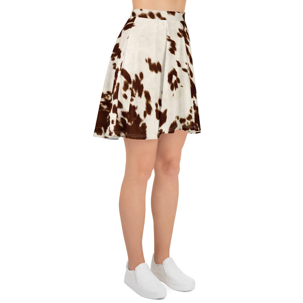 Brown Pony Skin Skater Skirt