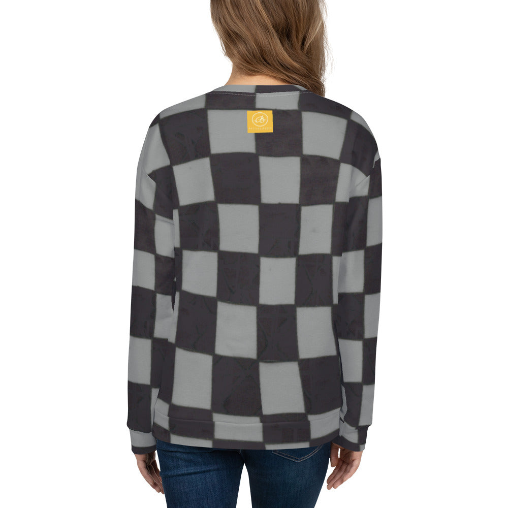 Recycled Unisex Sweatshirt - Grey Checkerboard - Women