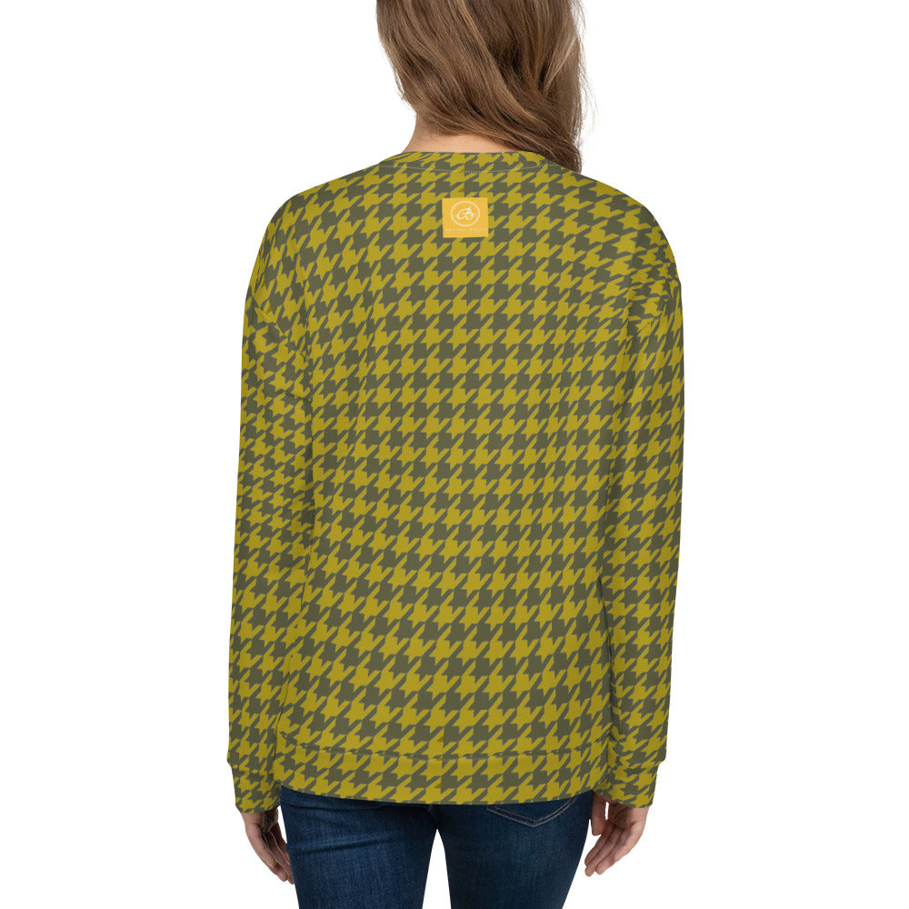 Recycled Unisex Sweatshirt - Olive Houndstooth - Women