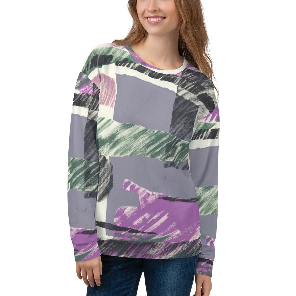 Recycled Unisex Sweatshirt - Abstract Engineered Collage - Women