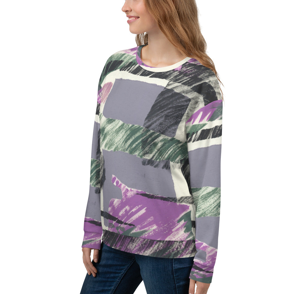 Recycled Unisex Sweatshirt - Abstract Engineered Collage - Women