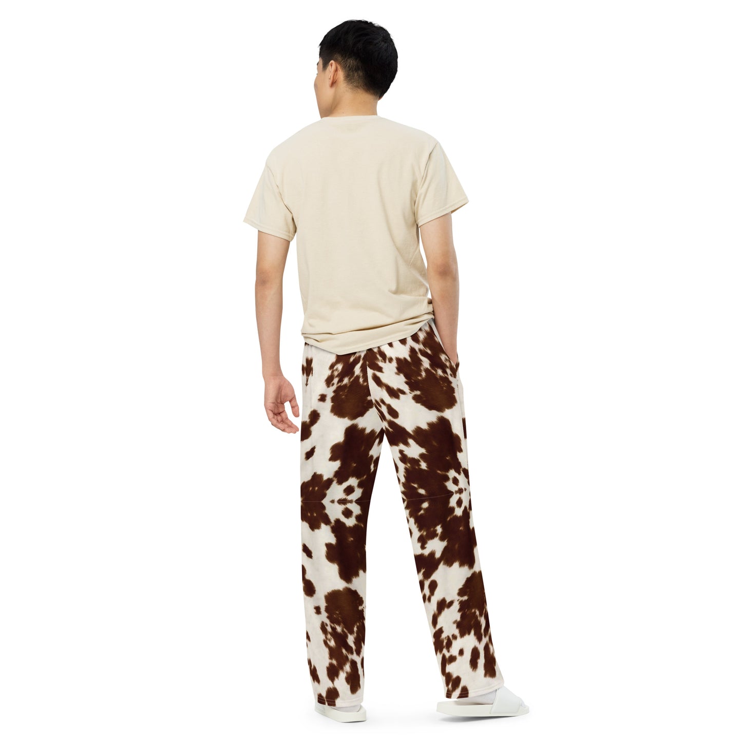 Unisex Wide Leg Brown Pony Skin Pants - Men