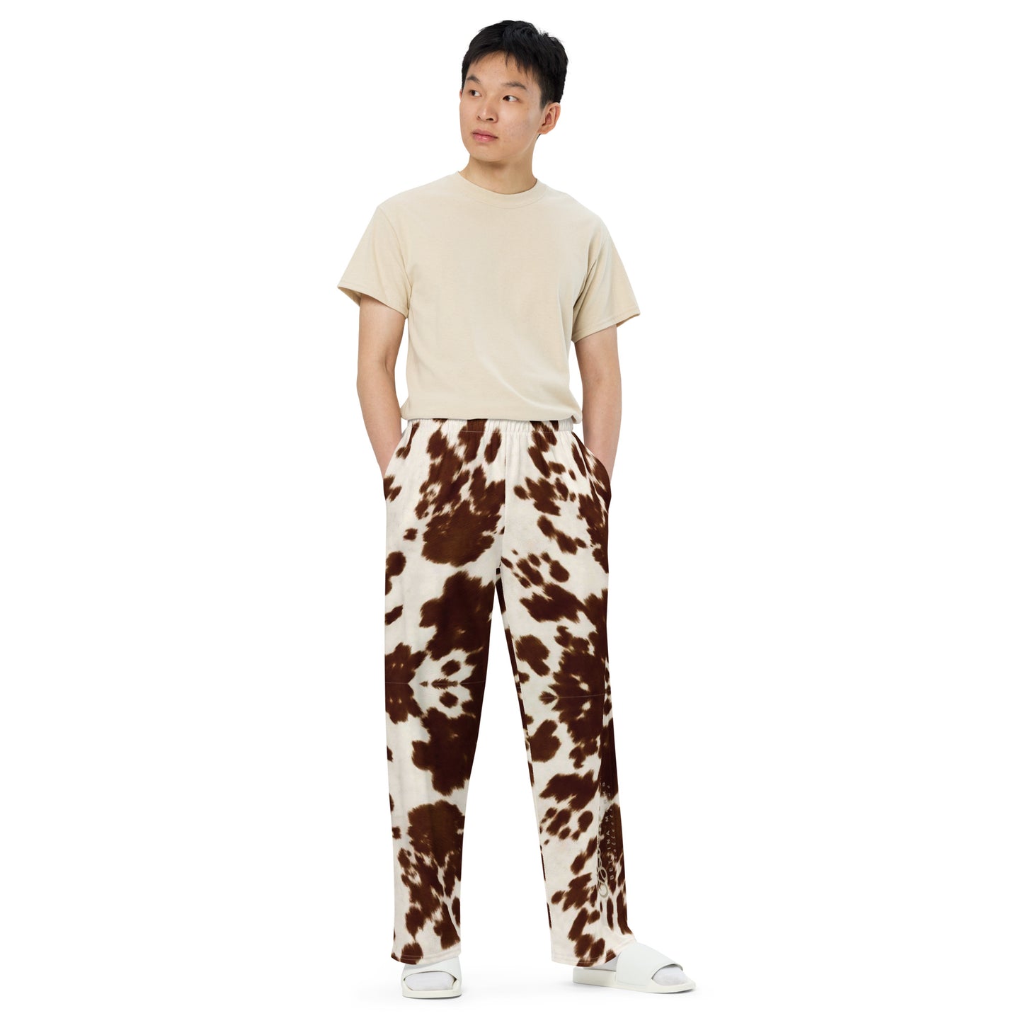 Unisex Wide Leg Brown Pony Skin Pants - Men
