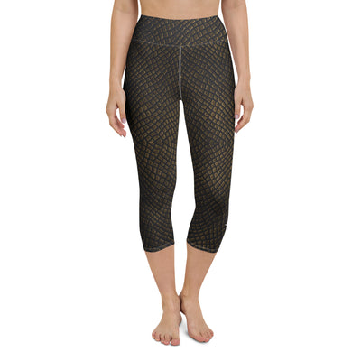 Bronze Crocodile Yoga Capri Leggings