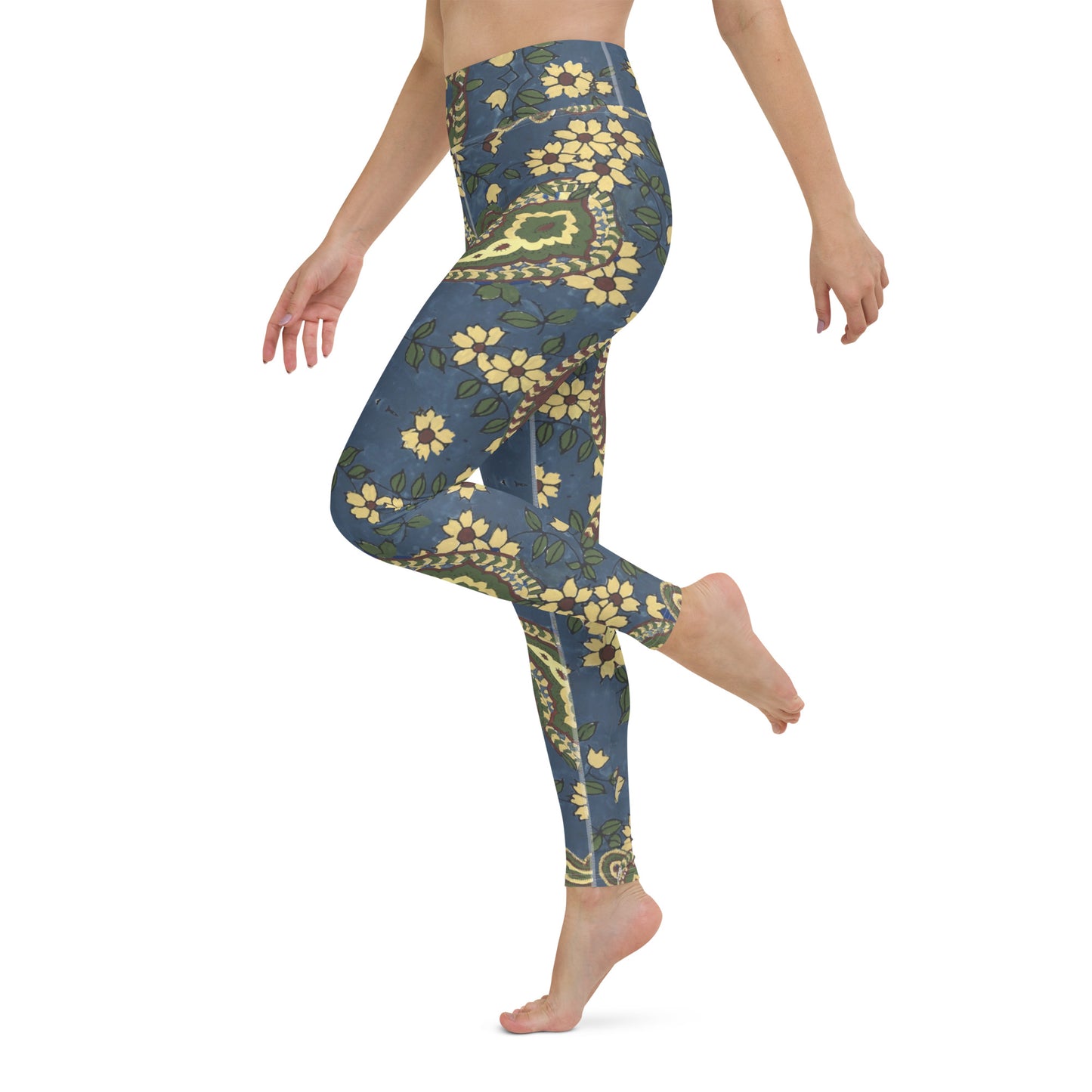 Vintage Blue Paisley Yoga Leggings