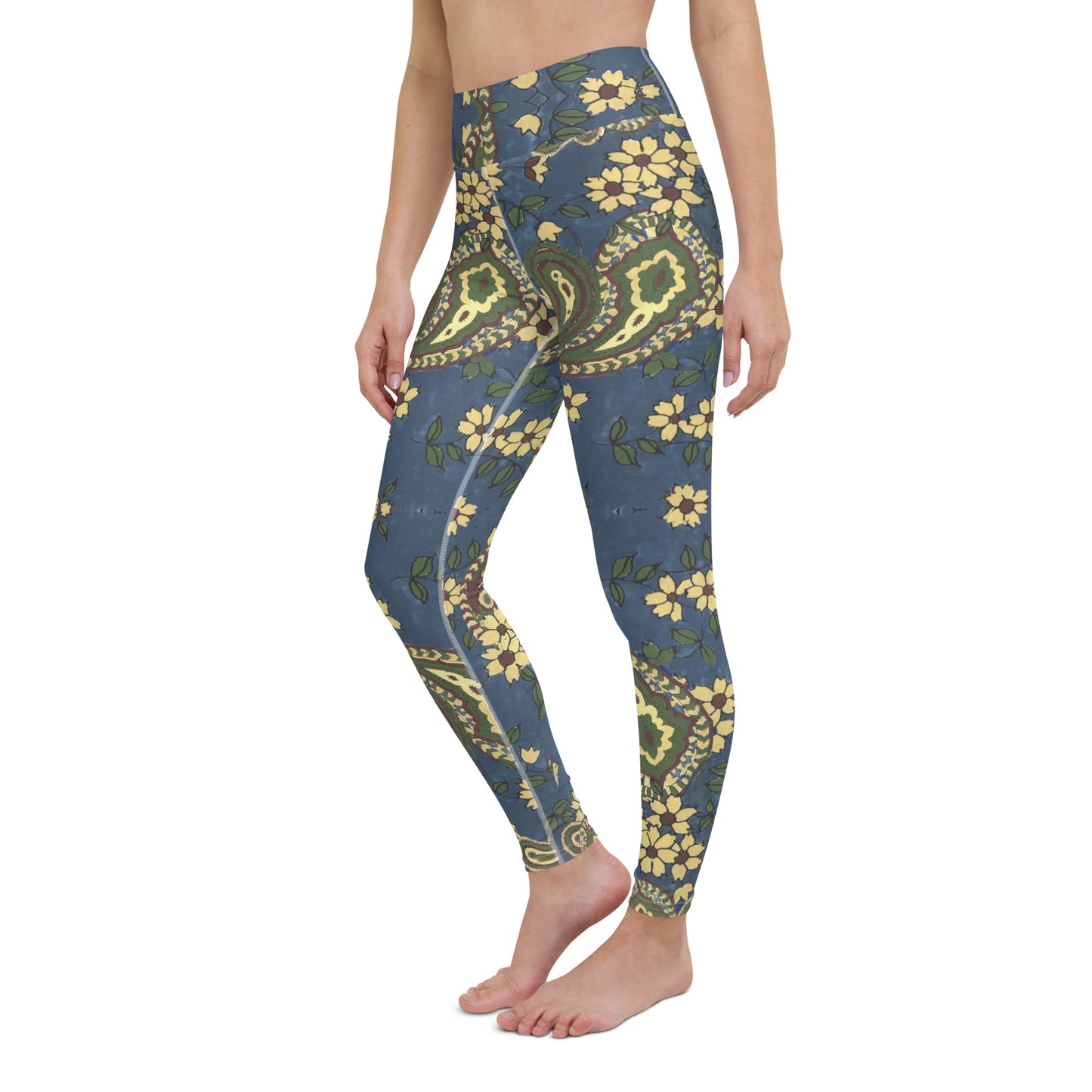 Vintage Blue Paisley Yoga Leggings