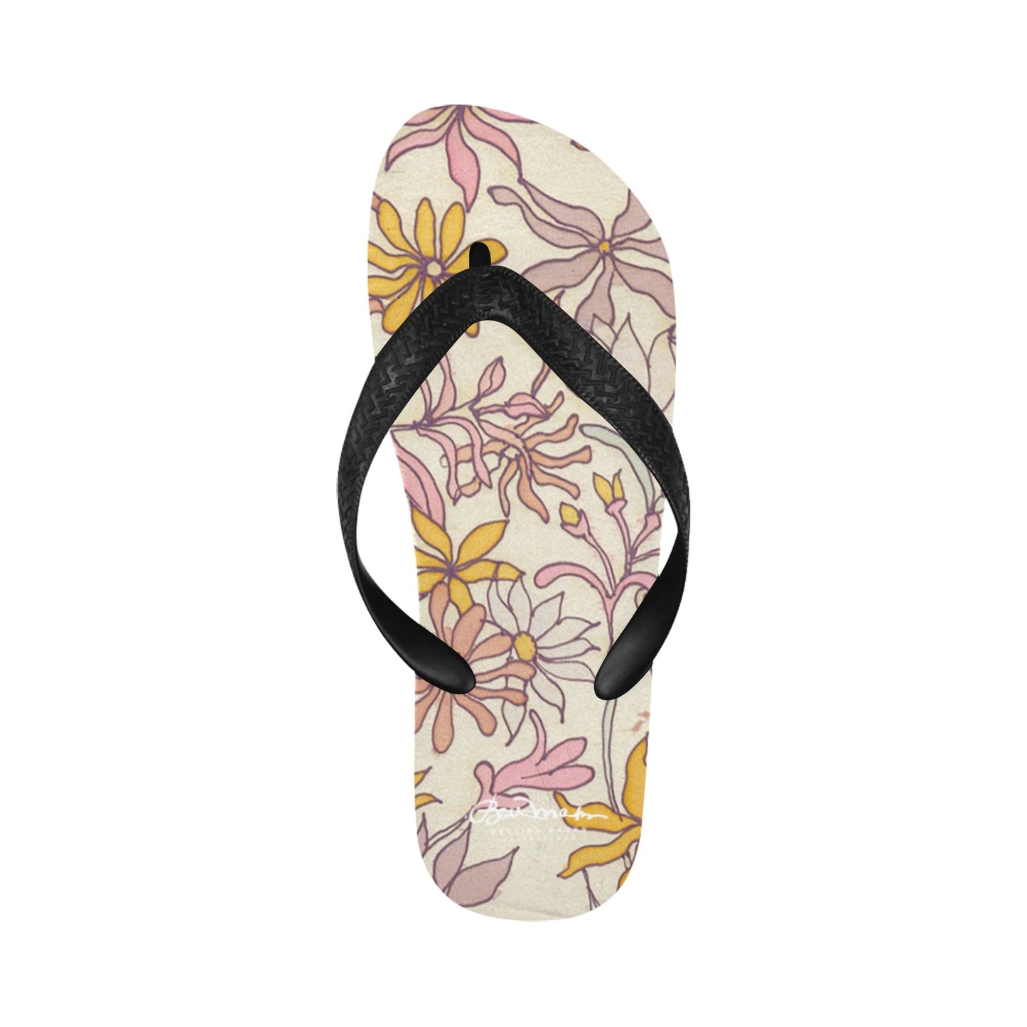 Vintage Pastel Floral Flip Flops for Men/Women (Model 040)