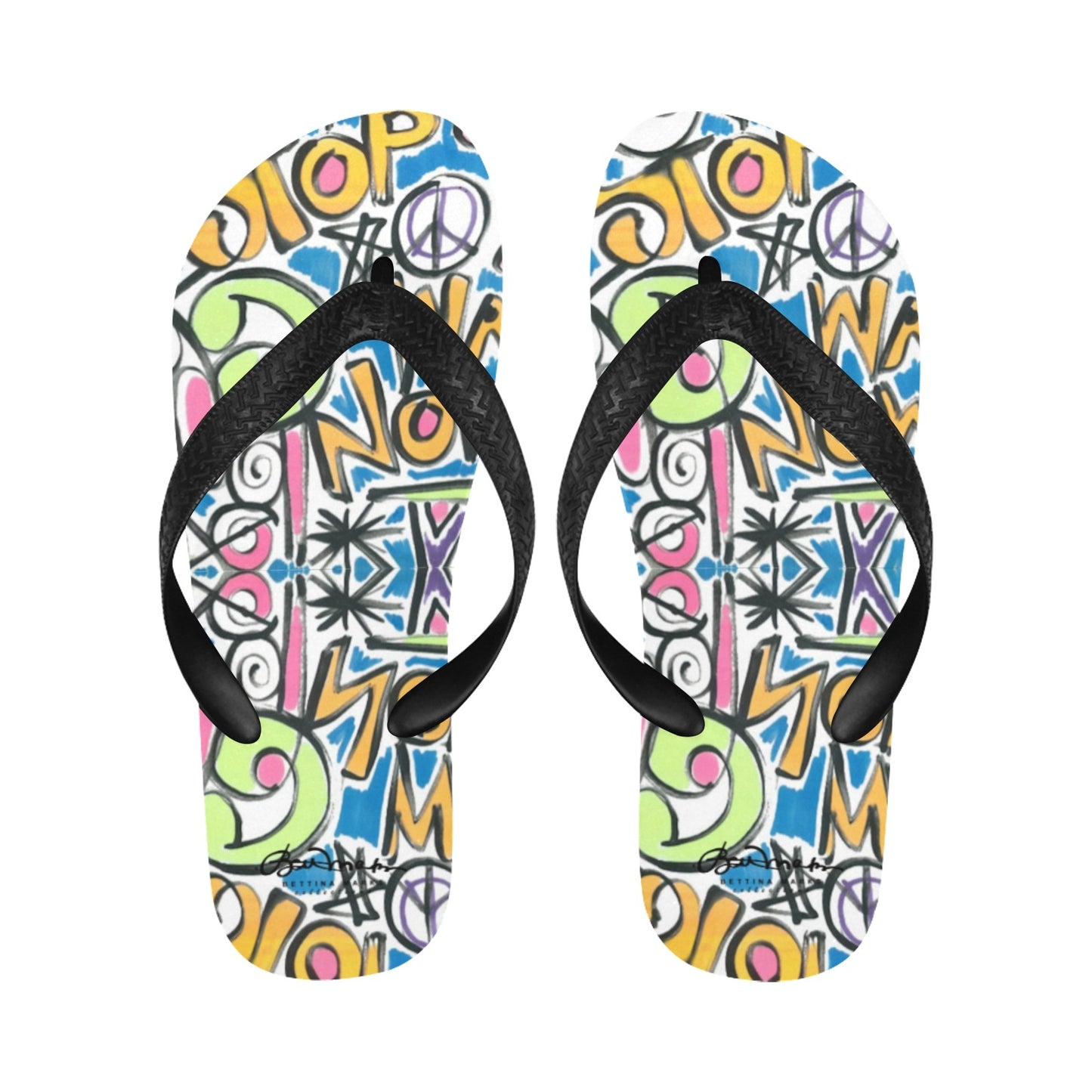 Stop War Now Graffiti Flip Flops for Men/Women