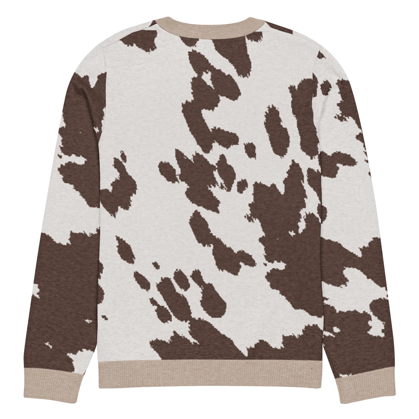 Brown Pony Skin Knitted Crew Neck Sweater