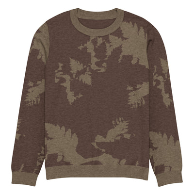Dark Chocolate Abstract Forest Knitted Crew Neck Unisex Sweater