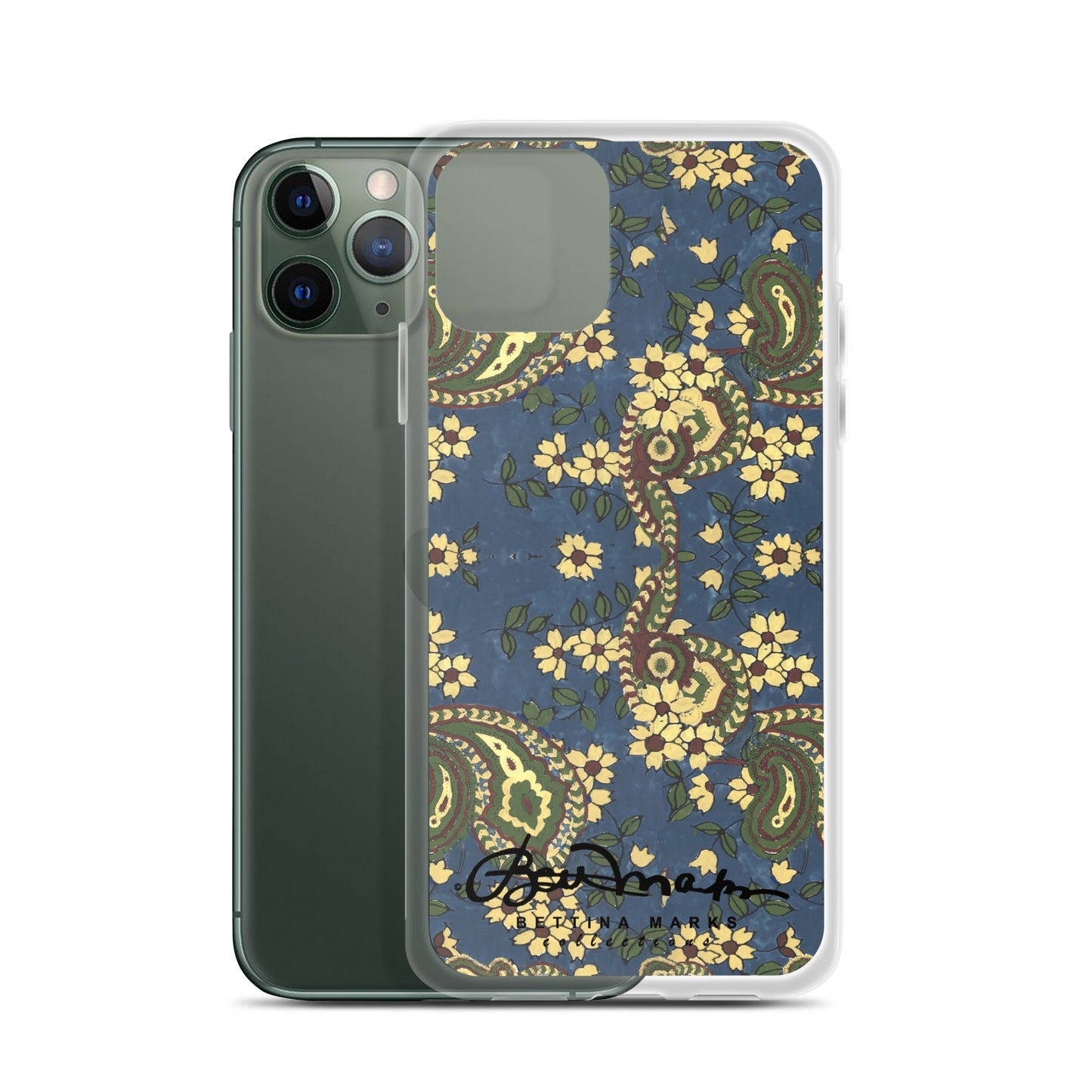 Vintage Blue Paisley Iphone 15 Pro Clear Phone case