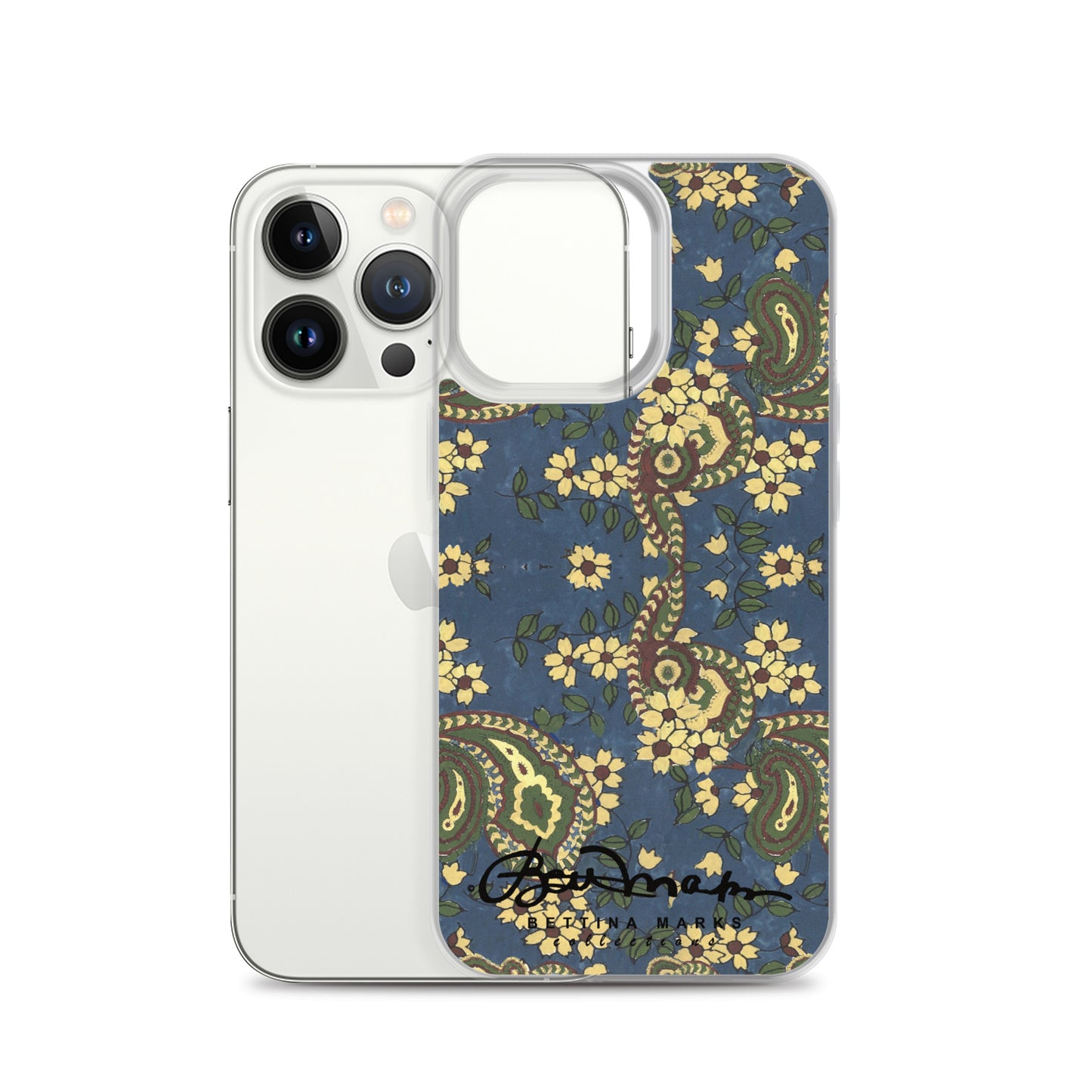 Vintage Blue Paisley Iphone 15 Pro Clear Phone case