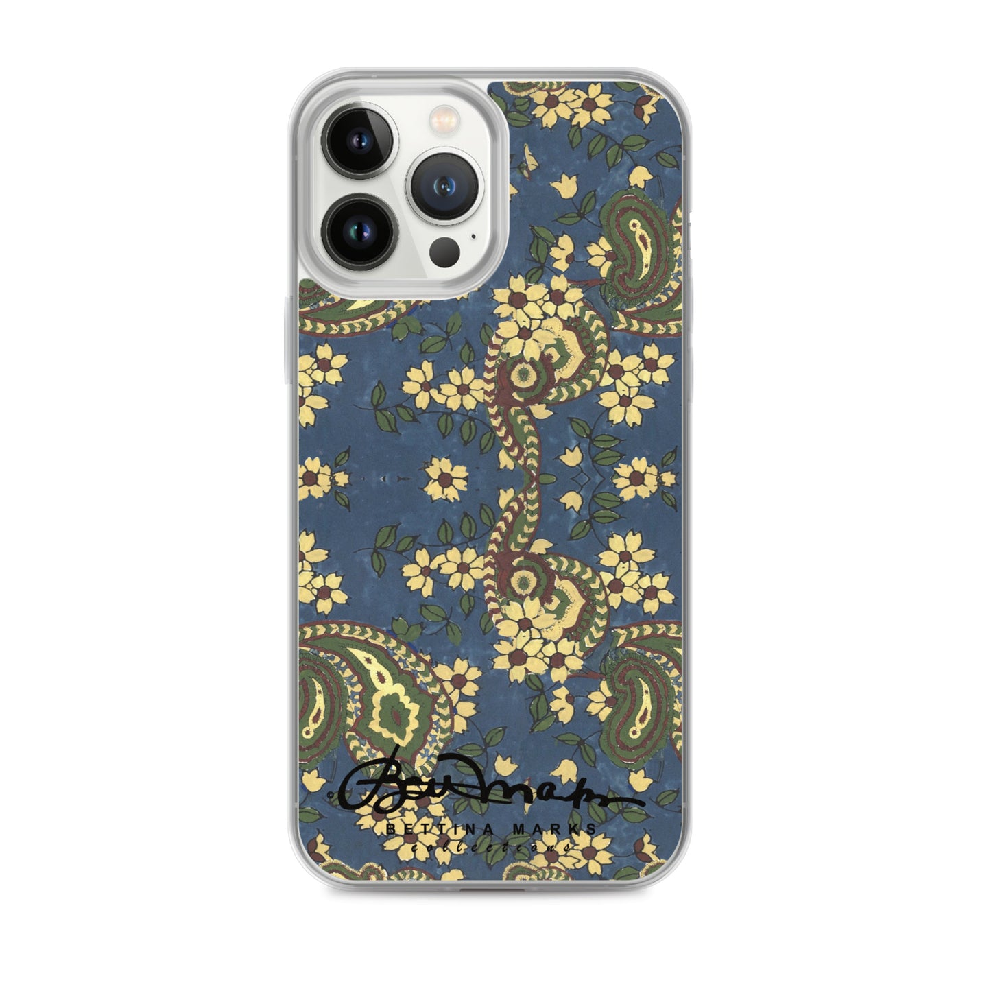 Vintage Blue Paisley Iphone 15 Pro Clear Phone case