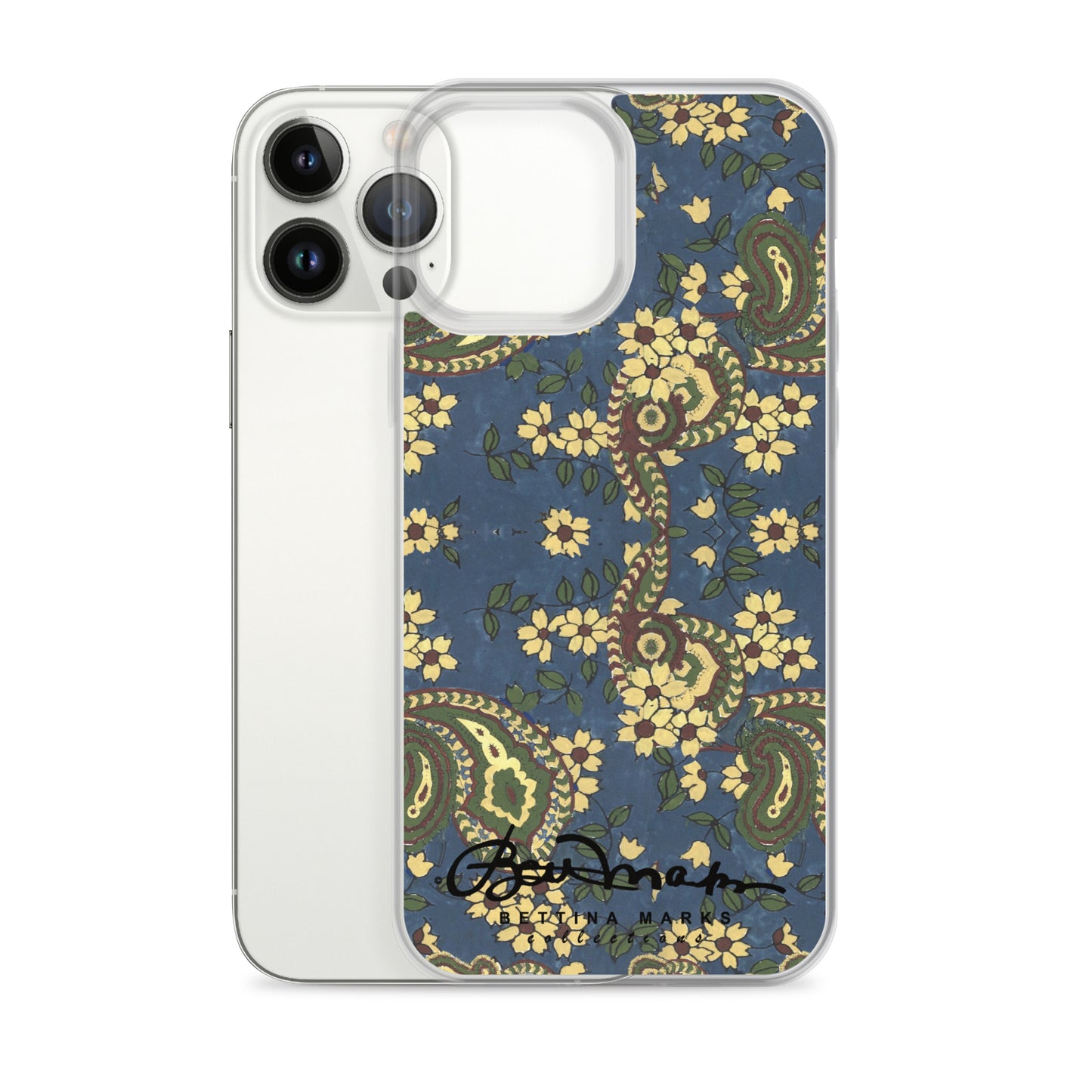 Vintage Blue Paisley Iphone 15 Pro Clear Phone case