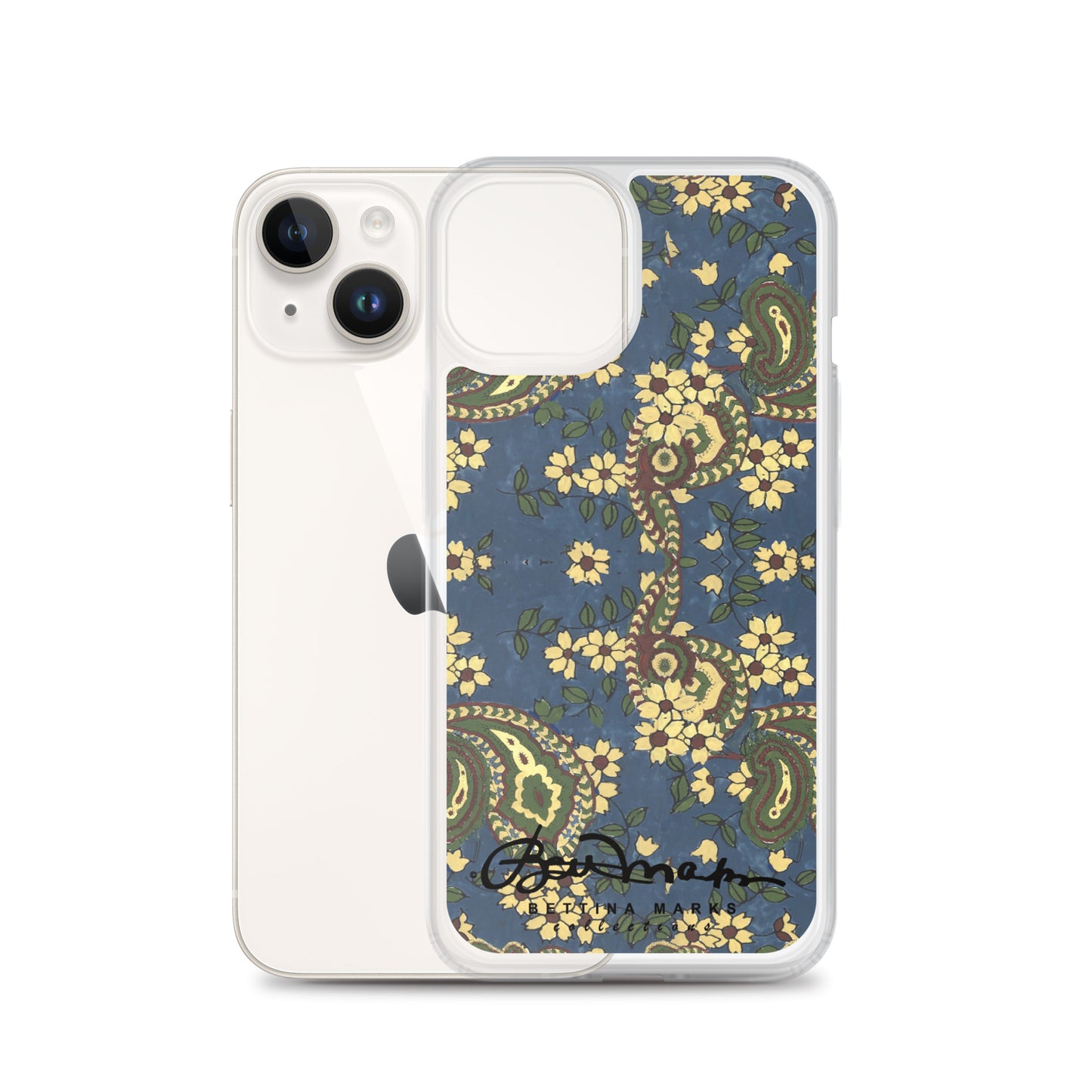 Vintage Blue Paisley Iphone 15 Pro Clear Phone case