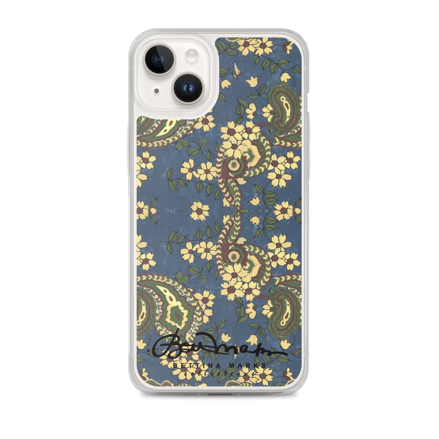 Vintage Blue Paisley Iphone 15 Pro Clear Phone case