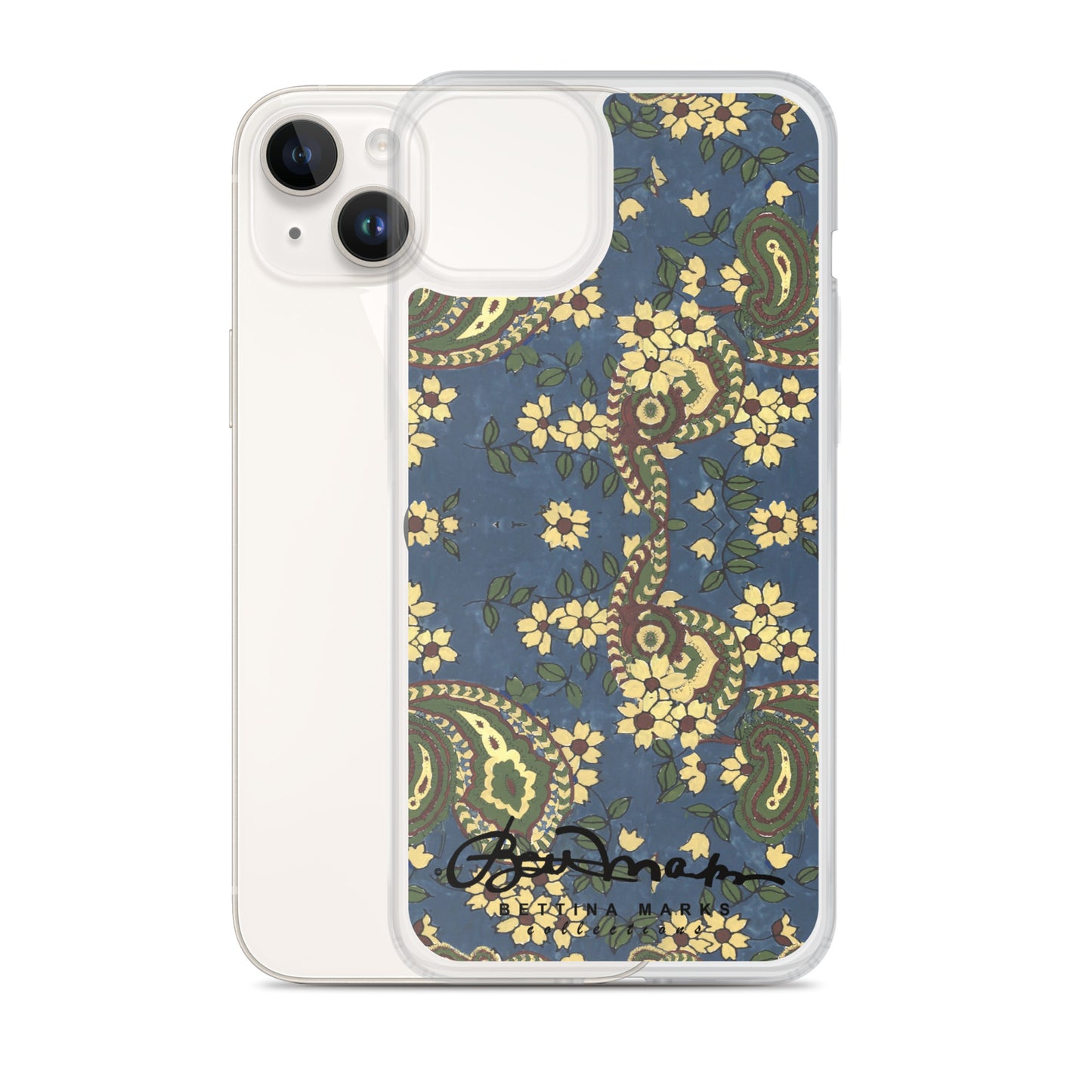 Vintage Blue Paisley Iphone 15 Pro Clear Phone case