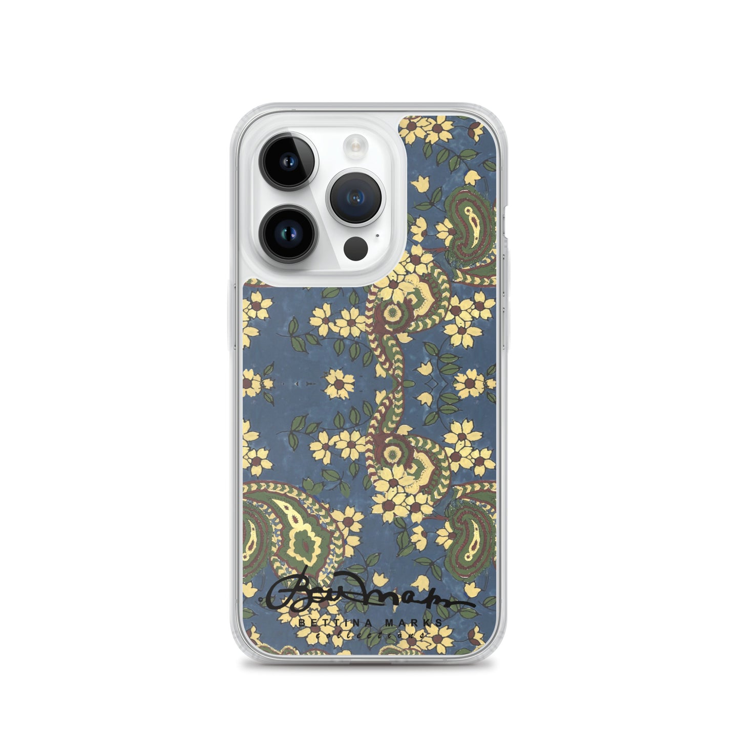 Vintage Blue Paisley Iphone 15 Pro Clear Phone case