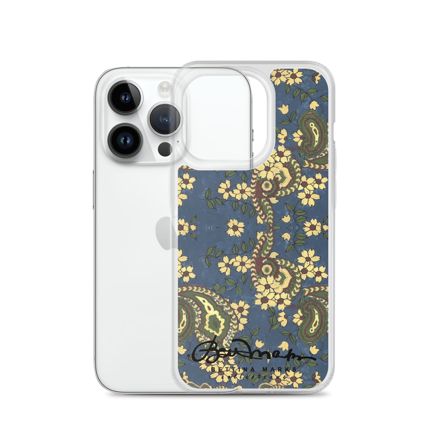 Vintage Blue Paisley Iphone 15 Pro Clear Phone case