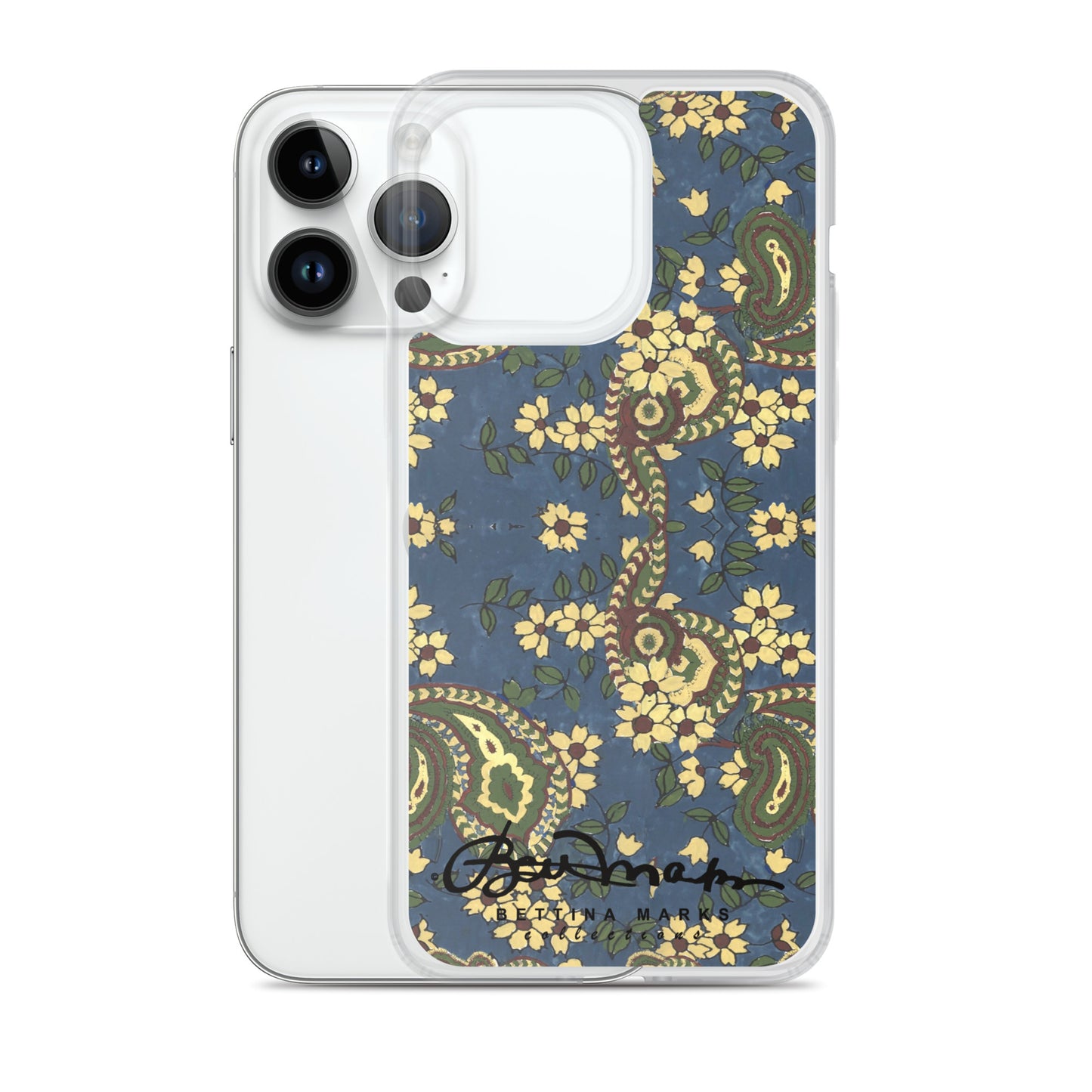 Vintage Blue Paisley Iphone 15 Pro Clear Phone case