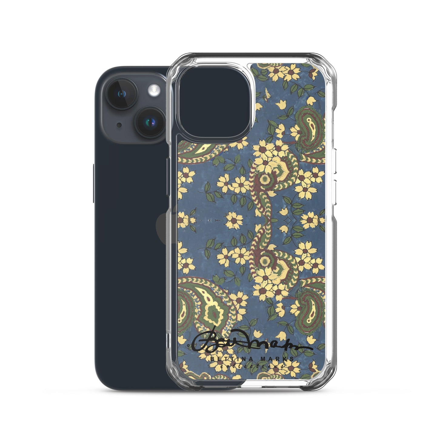 Vintage Blue Paisley Iphone 15 Pro Clear Phone case