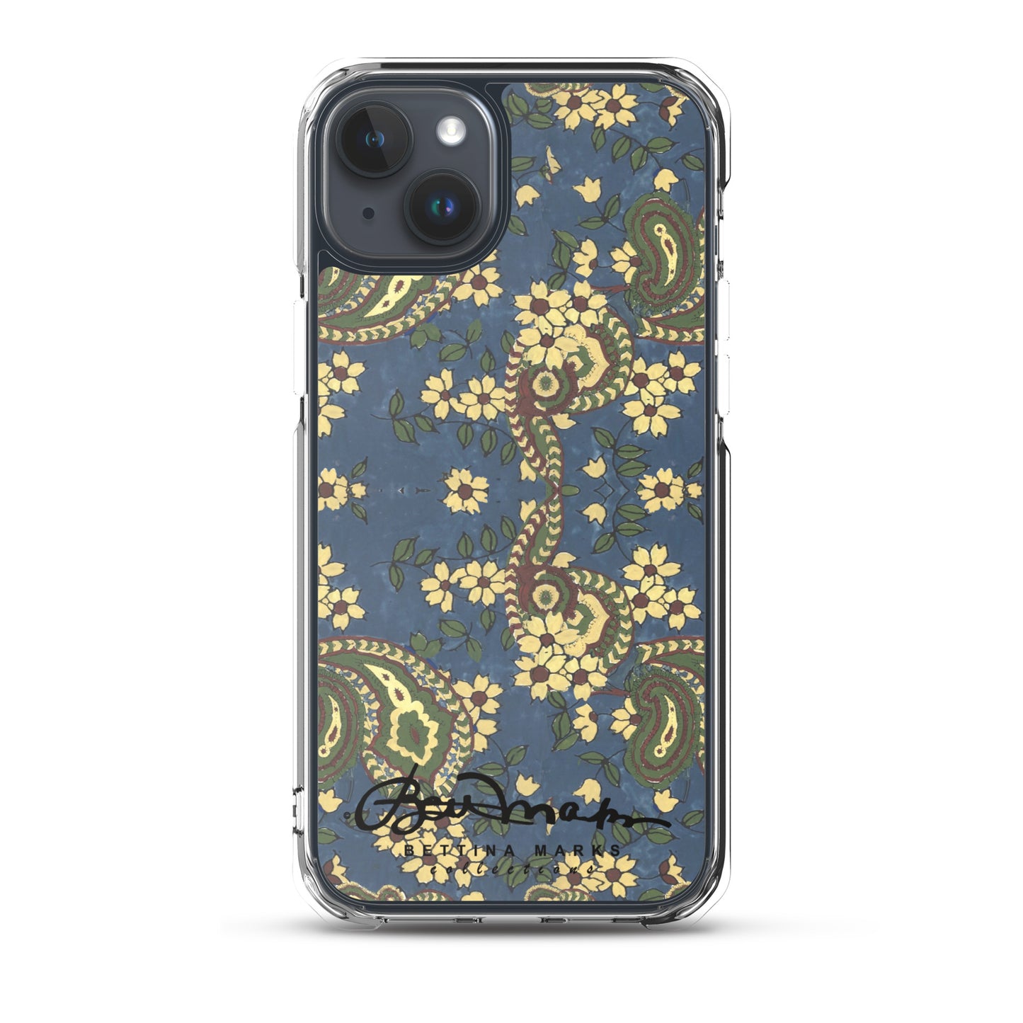 Vintage Blue Paisley Iphone 15 Pro Clear Phone case