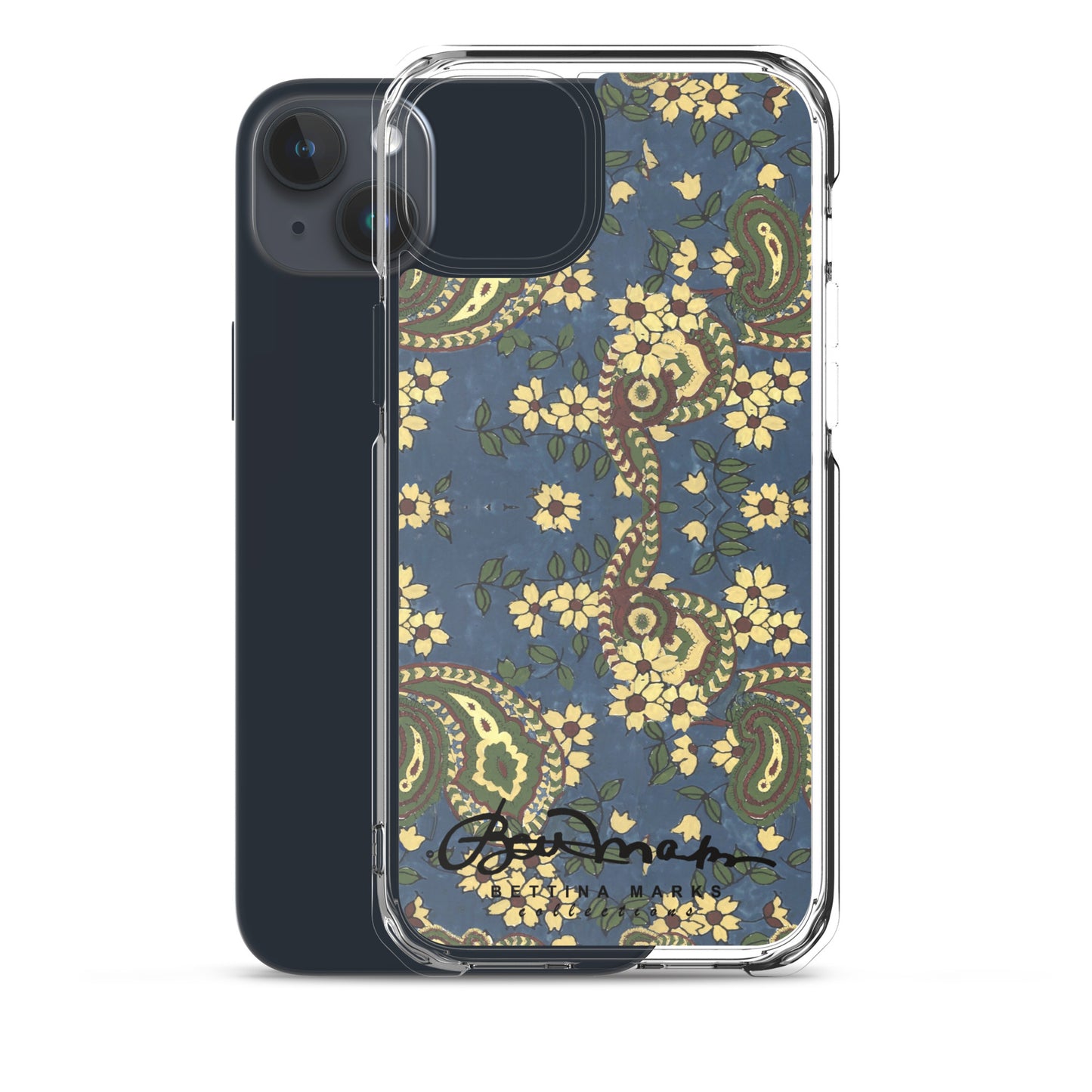 Vintage Blue Paisley Iphone 15 Pro Clear Phone case