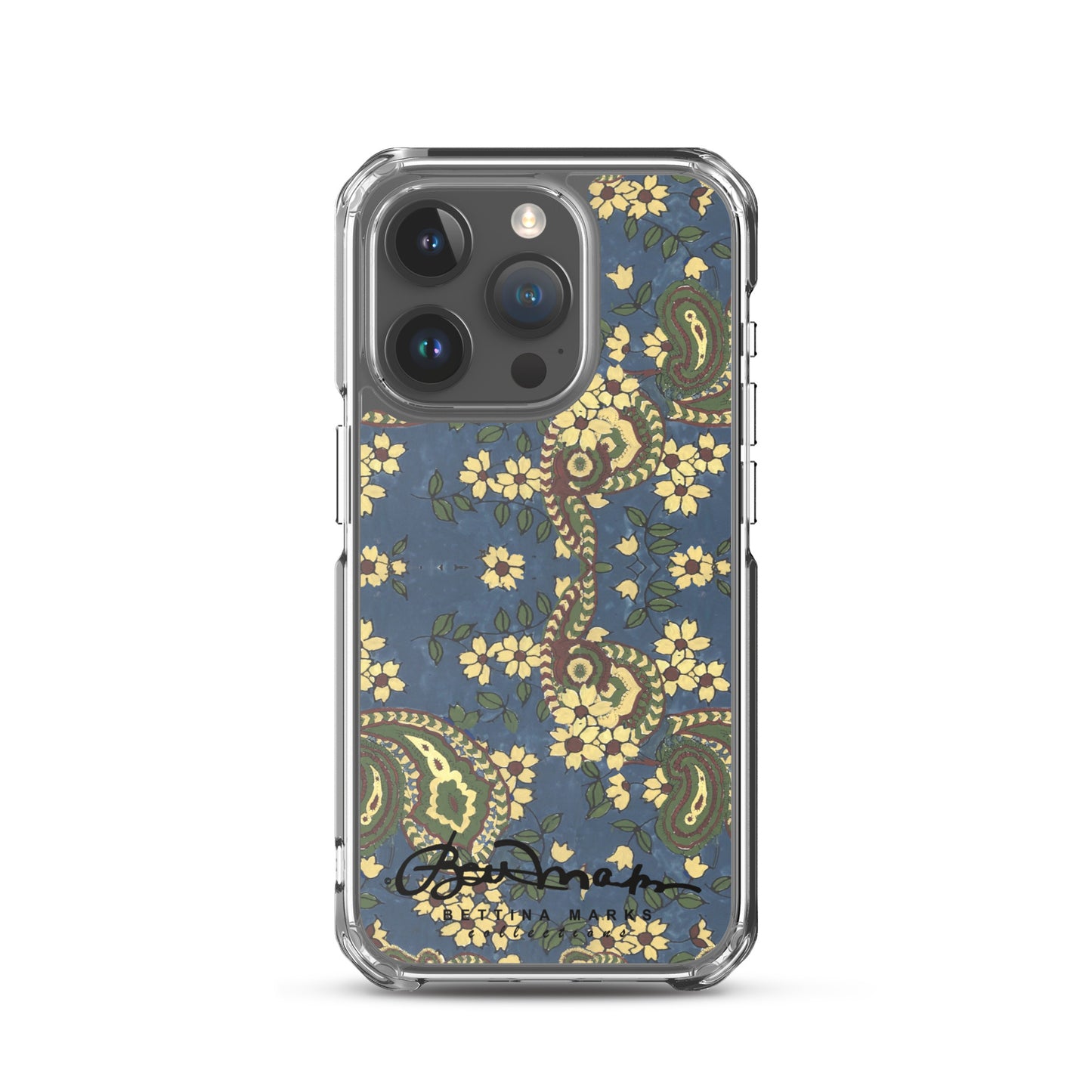 Vintage Blue Paisley Iphone 15 Pro Clear Phone case