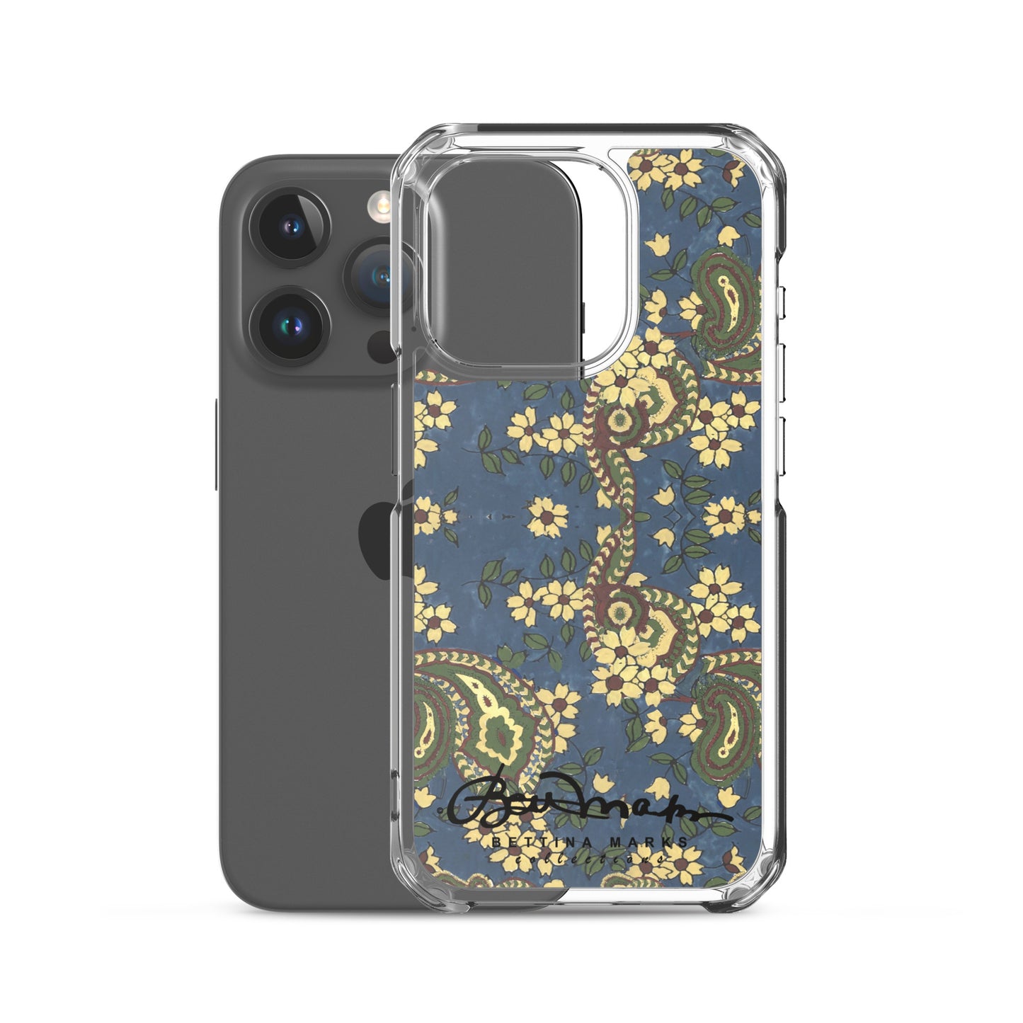 Vintage Blue Paisley Iphone 15 Pro Clear Phone case