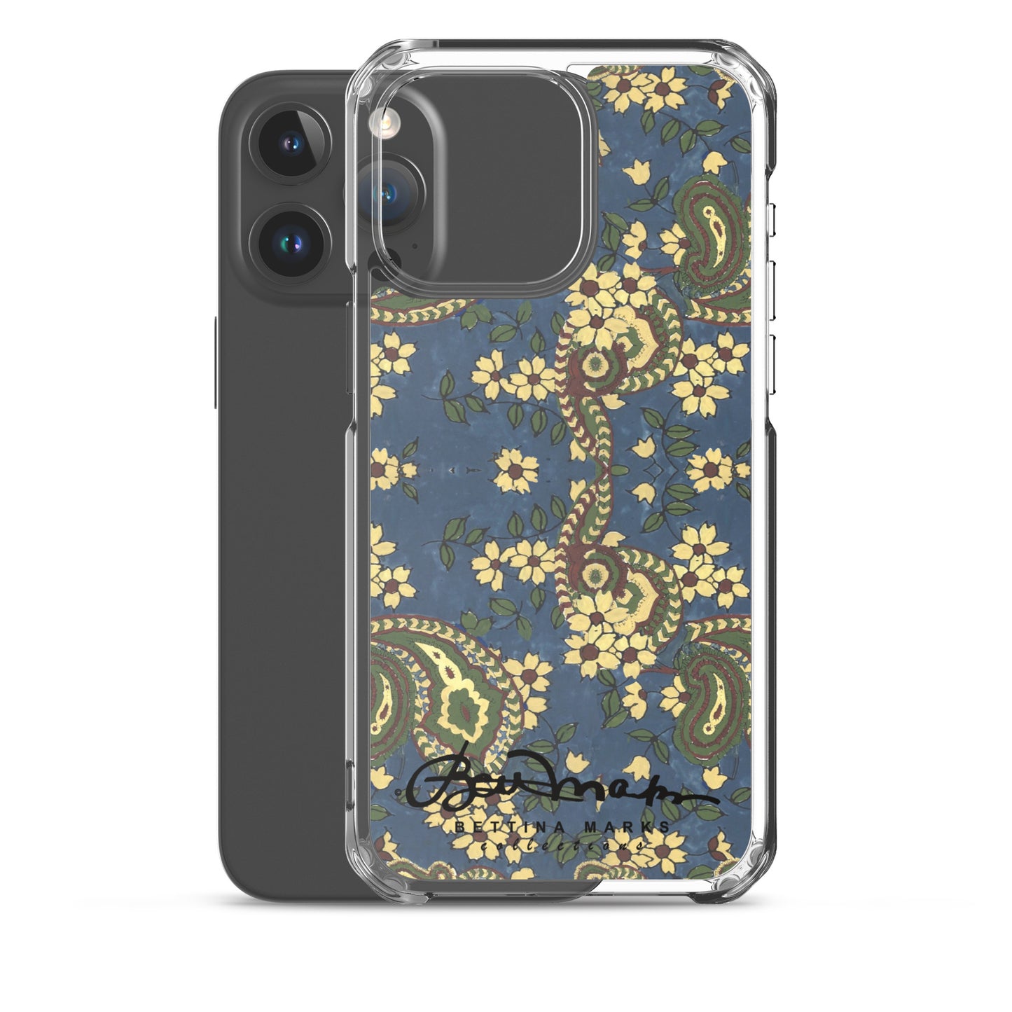 Vintage Blue Paisley Iphone 15 Pro Clear Phone case