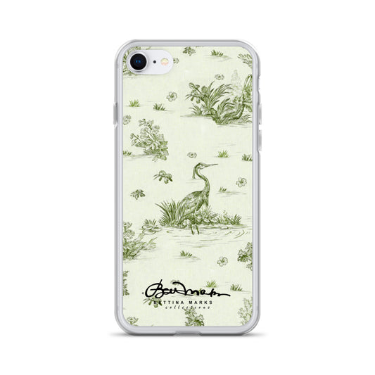 Toiles de Jouy tree Hugging Forest Green iPhone Case